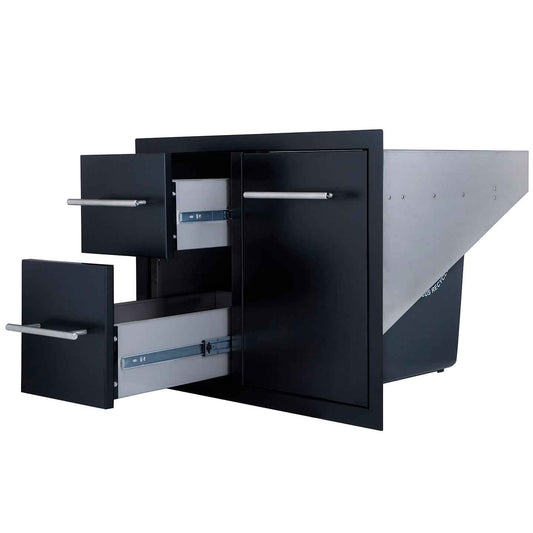 Sunstone Black Series Double Drawer Trash Combo 36″ | A-LPCDD36-BK
