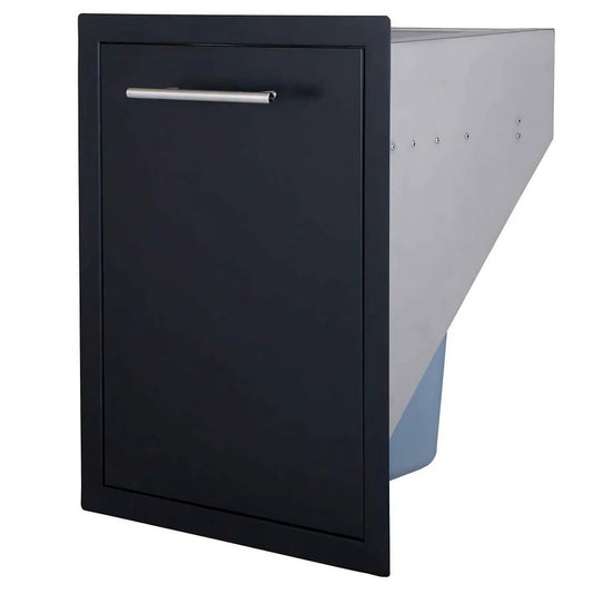 Sunstone black series trash drawer b-trhd-bk is a black rectangular cabinet with a sleek silver handle and minimalist design