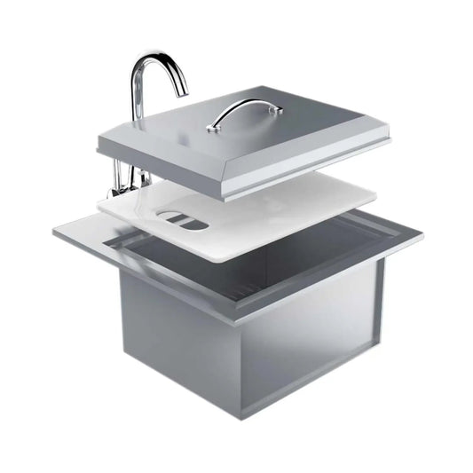 Sunstone premium drop in sink stainless steel outdoor kitchen sink with sleek modern design and integrated faucet