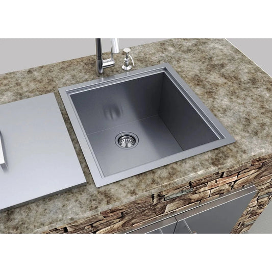 Sunstone sink with cover B-SK20 is a square stainless steel kitchen sink with a sleek modern design and integrated drain