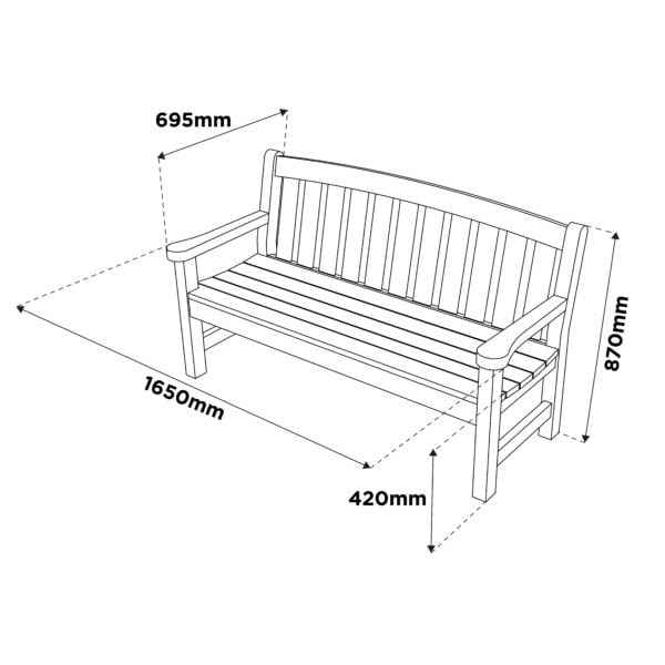 Woodshaw Appleton 3 Seater Bench 610008