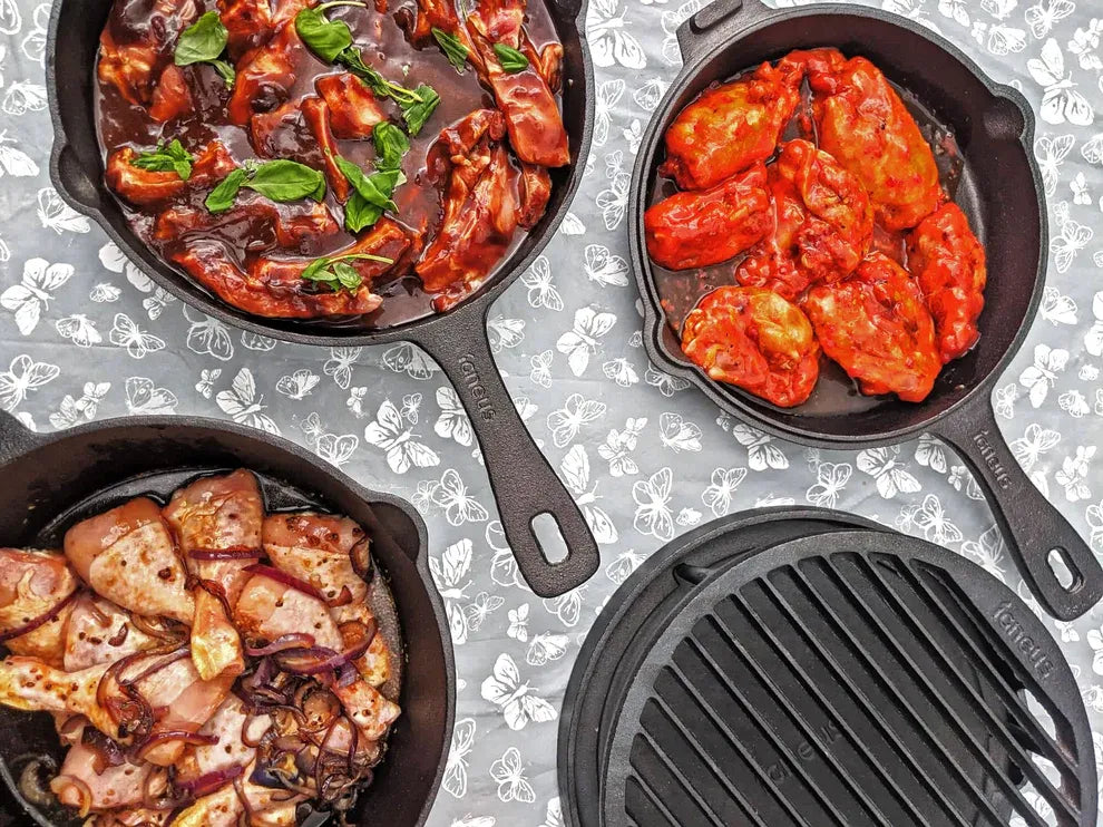 Igneus 3‑Part Cast Iron Pan Set | Pizza Oven Cooking Essentials