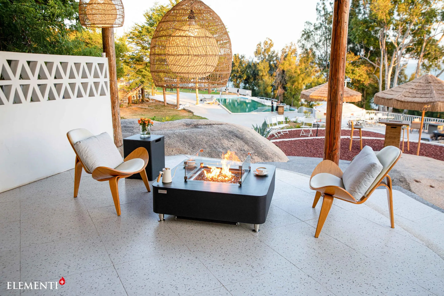 Elementi Plus Copenhagen Porcelain Top Fire Table – 16 kW | OFP101BB
