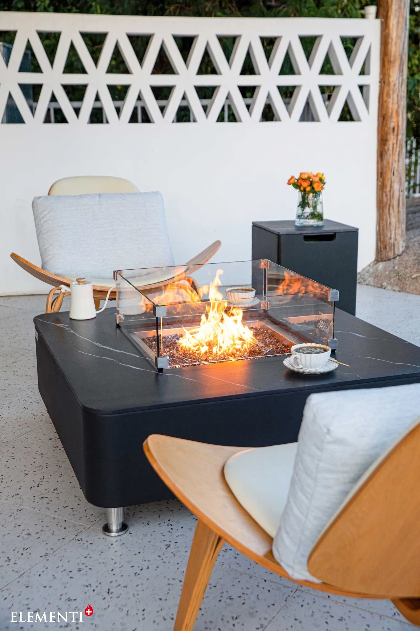 Elementi Plus Copenhagen Porcelain Top Fire Table – 16 kW | OFP101BB