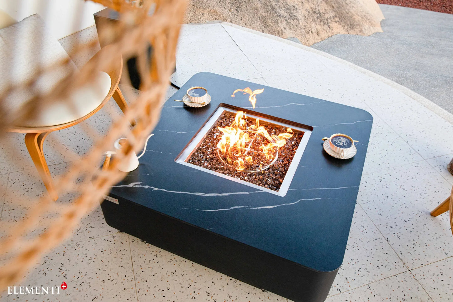 Elementi Plus Copenhagen Porcelain Top Fire Table – 16 kW | OFP101BB