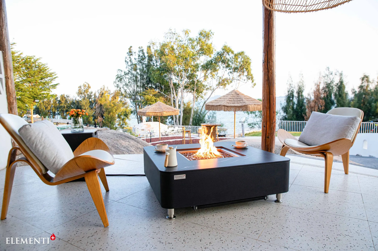 Elementi Plus Copenhagen Porcelain Top Fire Table – 16 kW | OFP101BB