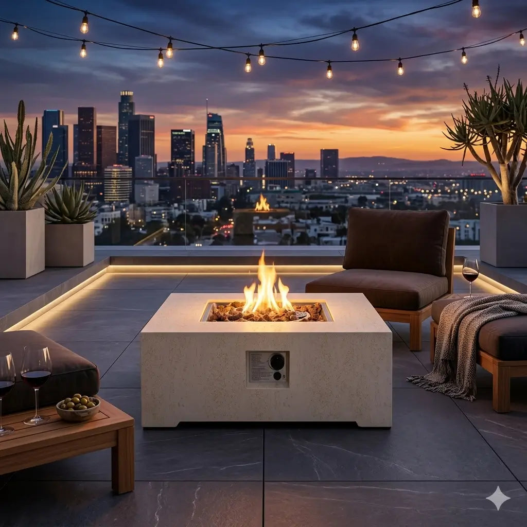 Happy Cocooning Estate Square 88 Gas Fire Pit Table | HCEST88
