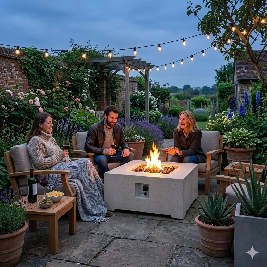 Happy Cocooning Estate Square 88 Gas Fire Pit Table | HCEST88