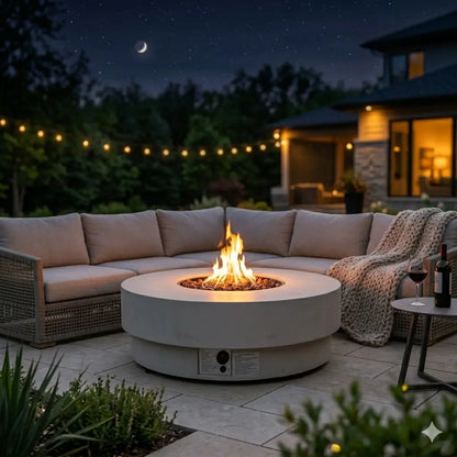 Happy Cocooning Estate Round 105 Gas Fire Pit Table | HCEST105