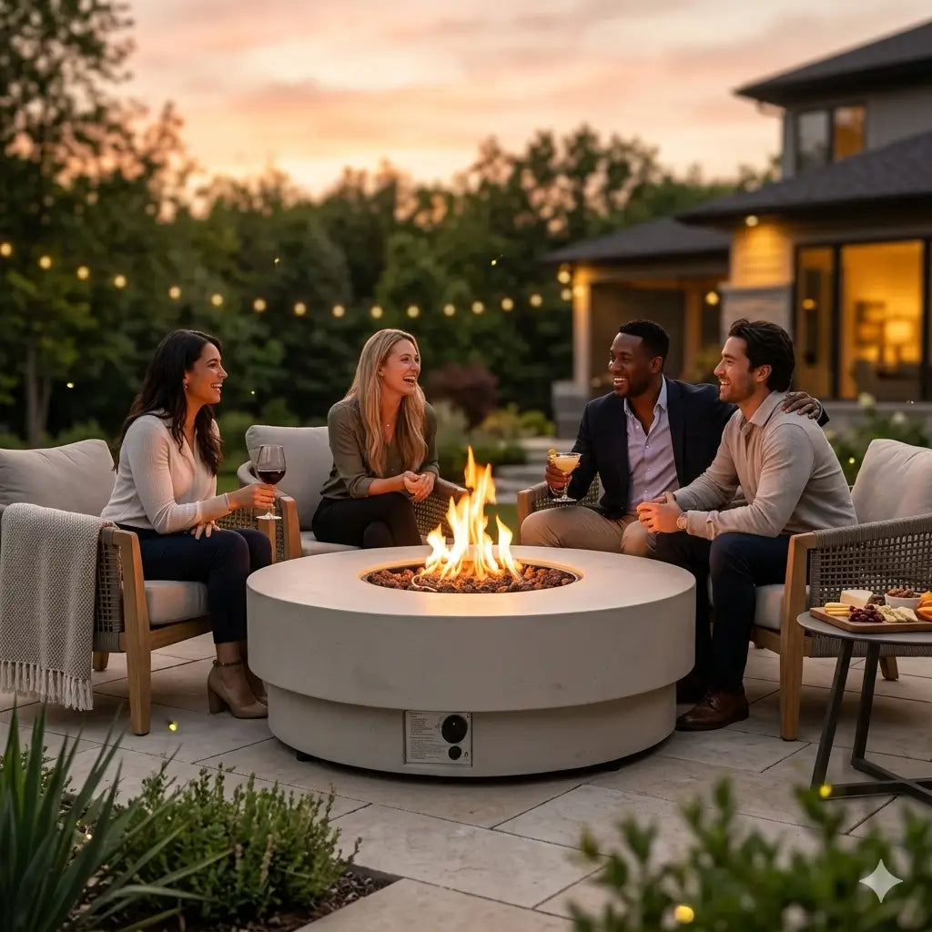 Happy Cocooning Estate Round 105 Gas Fire Pit Table | HCEST105