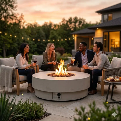 Happy Cocooning Estate Round 105 Gas Fire Pit Table | HCEST105