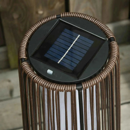 Outsunny Garden Solar Powered Woven Wicker Lantern, Auto On/Off - Brown | 866-006BN