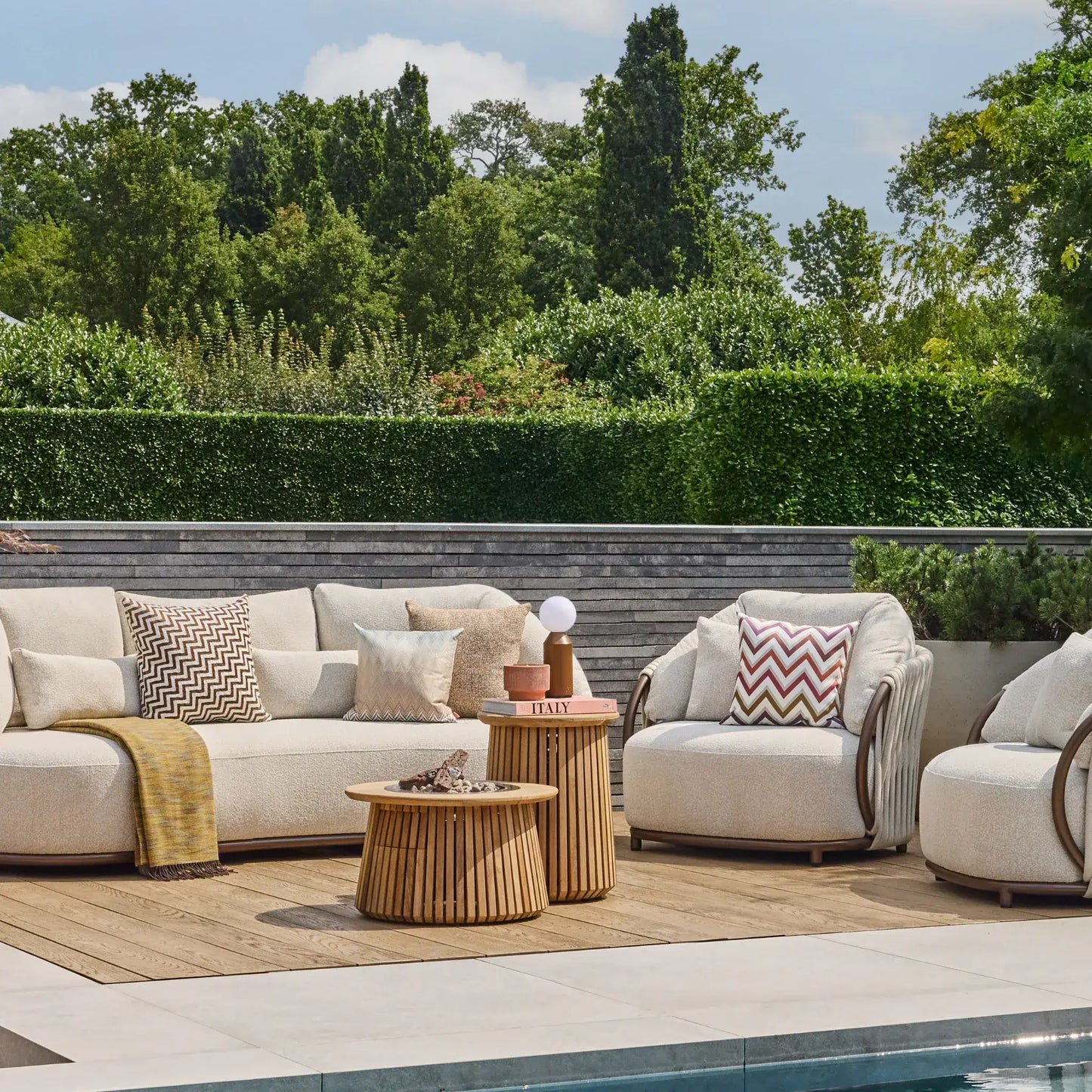 Happy Cocooning Lagune Round 60 Teak Gas Fire Pit Table | HCLAG60-05