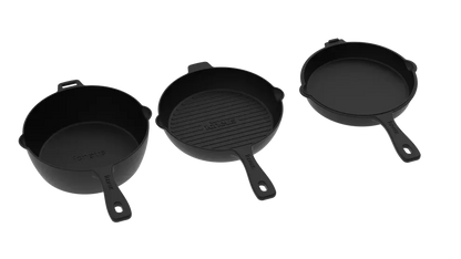 Igneus 3‑Part Cast Iron Pan Set | Pizza Oven Cooking Essentials