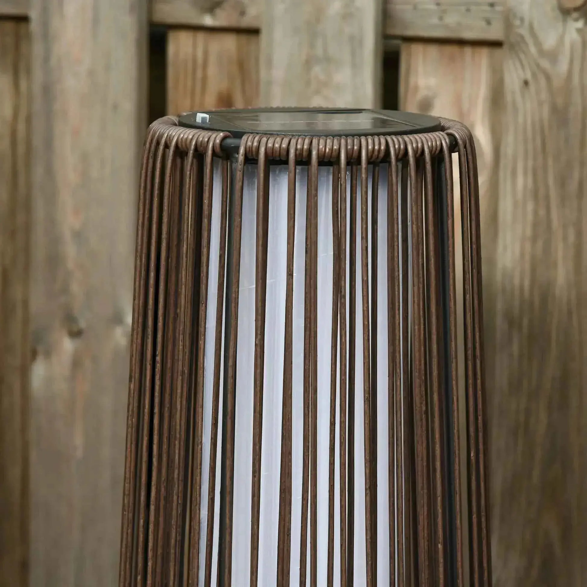 Outsunny Garden Solar Powered Woven Wicker Lantern, Auto On/Off - Brown | 866-006BN
