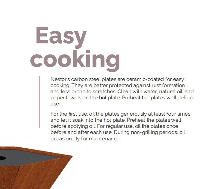 Barbecook Nestor Corten Steel Wood Plancha Grill | BC - WOO - 6023 - BBQs & Grills