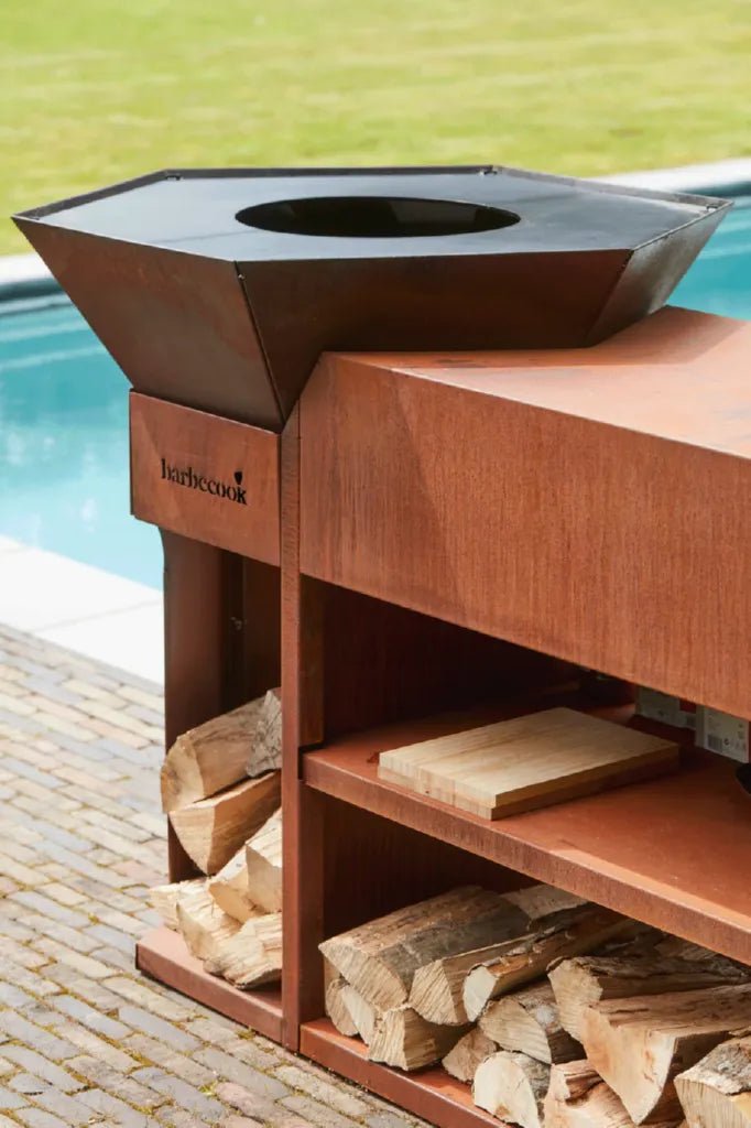 Barbecook Nestor Island Corten Steel Wood Plancha Grill | BC - WOO - 6033 - BBQs & Grills