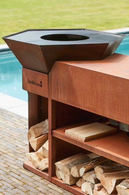 Barbecook Nestor Island Corten Steel Wood Plancha Grill | BC - WOO - 6033 - BBQs & Grills