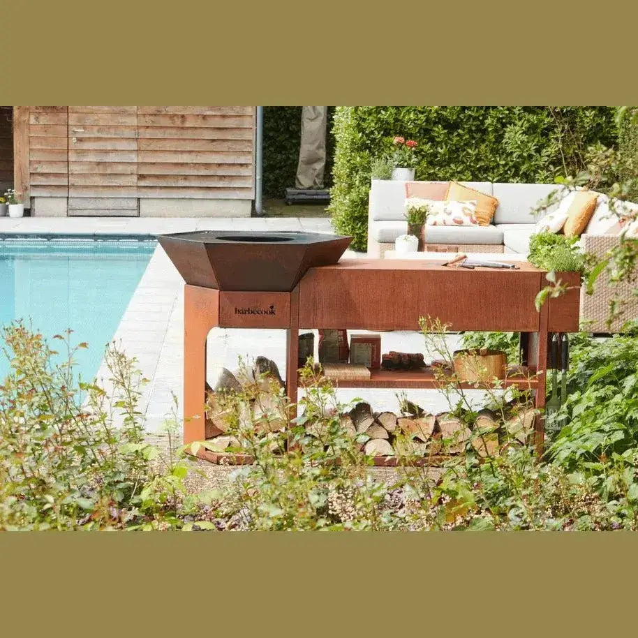 Barbecook Nestor Island Corten Steel Wood Plancha Grill | BC - WOO - 6033 - BBQs & Grills