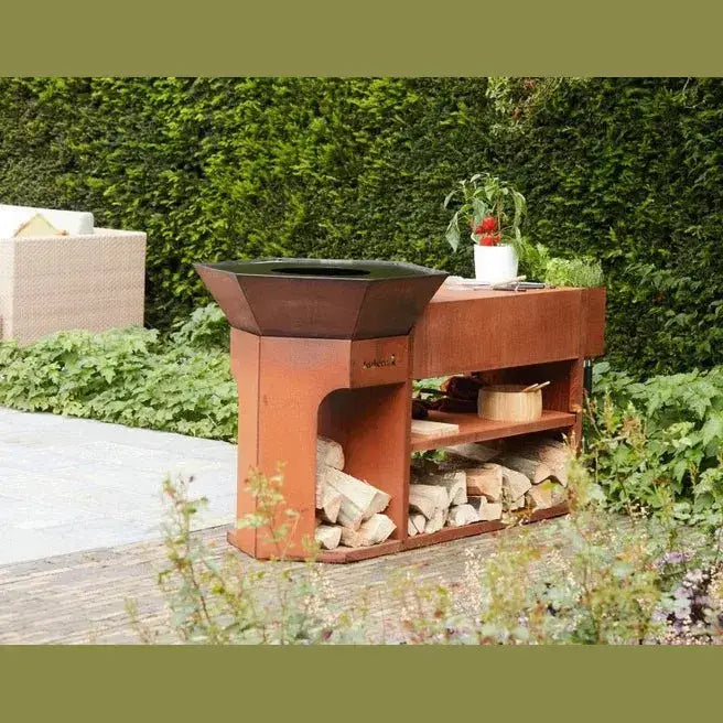 Barbecook Nestor Island Corten Steel Wood Plancha Grill | BC - WOO - 6033 - BBQs & Grills