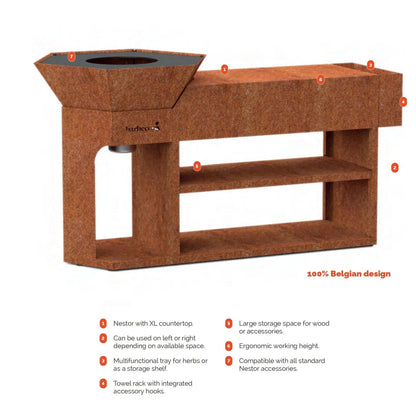 Barbecook Nestor Island Corten Steel Wood Plancha Grill | BC - WOO - 6033 - BBQs & Grills