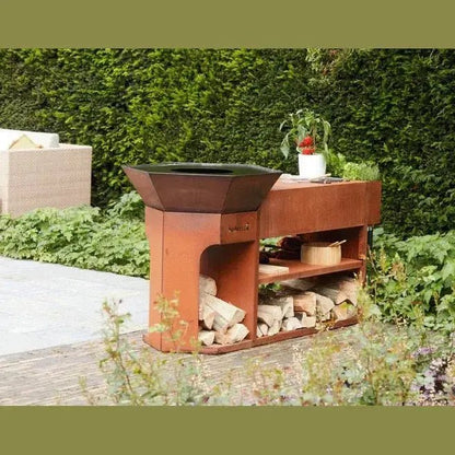 Barbecook Nestor Island Corten Steel Wood Plancha Grill | BC - WOO - 6033 - BBQs & Grills
