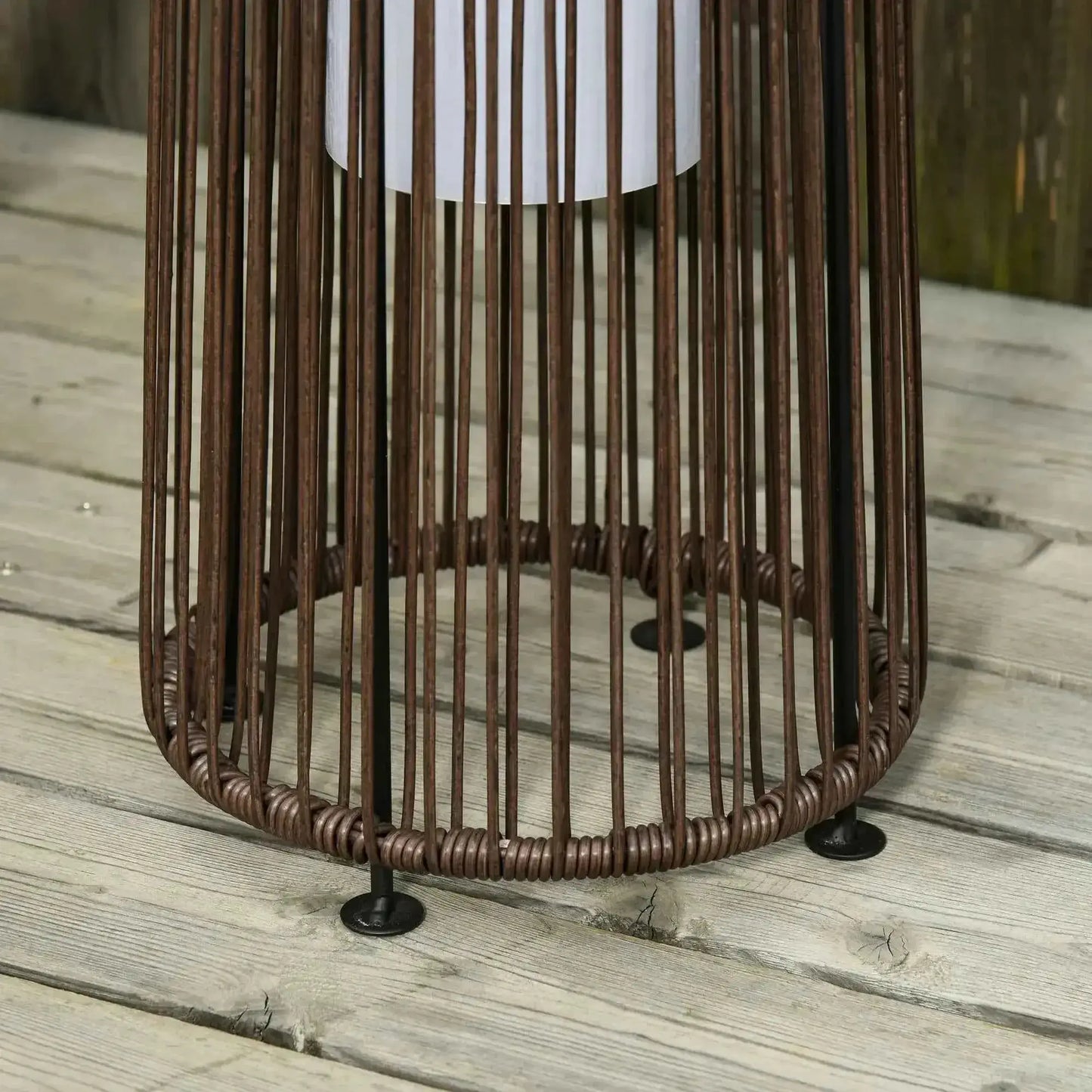 Outsunny Garden Solar Powered Woven Wicker Lantern, Auto On/Off - Brown | 866-006BN