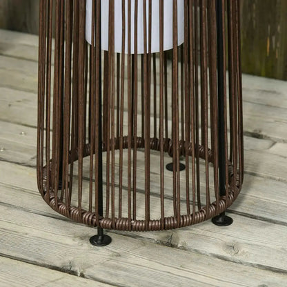 Outsunny Garden Solar Powered Woven Wicker Lantern, Auto On/Off - Brown | 866-006BN