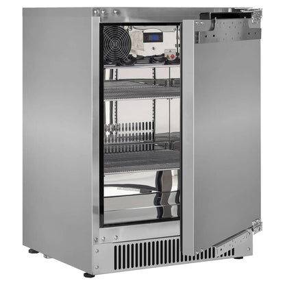 Blastcool extremis ixp1 integrated outdoor fridge stainless steel commercial refrigerator with glass door and shelving
