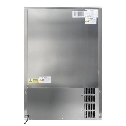 Stainless steel blastcool extremis xp1 premium outdoor beverage fridge with sleek reflective surface and ventilation slats