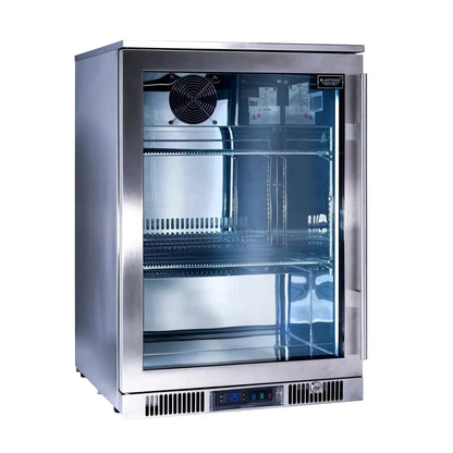 Blastcool Extremis XP1 premium stainless steel glass-door beverage fridge with three adjustable shelves and digital control panel