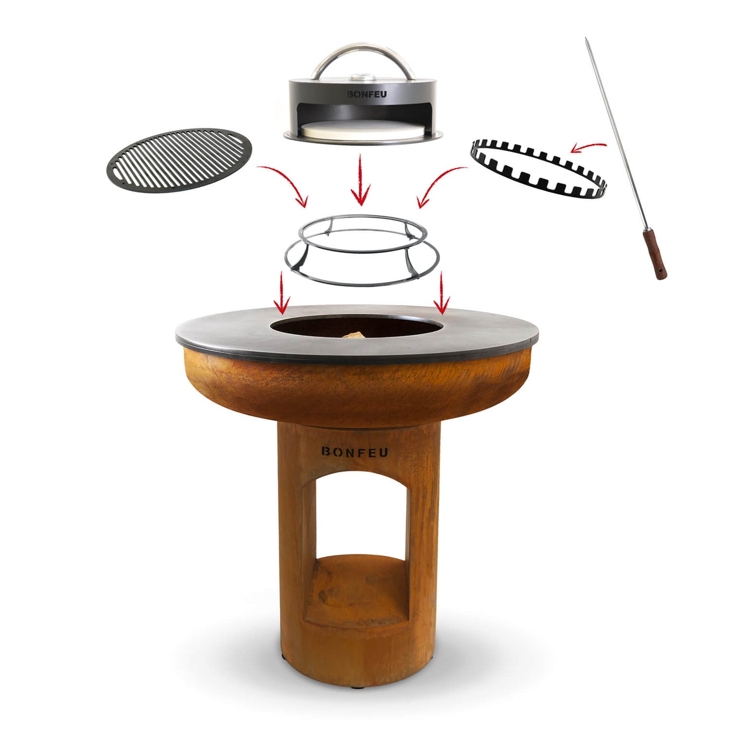 BonFeu BonBiza XL Open Plancha Grill / Fire Pit in Corten Steel (Closed or Open) - Outdoor Kitchens