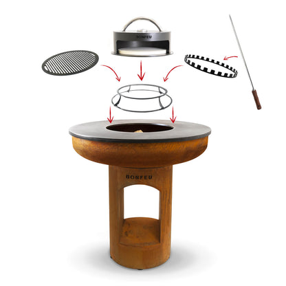 BonFeu BonBiza XL Open Plancha Grill / Fire Pit in Corten Steel (Closed or Open) - Outdoor Kitchens