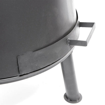 Black metal fire pit with rectangular handle and cylindrical legs bonfeu bonpyra large outdoor fireplace black 5003