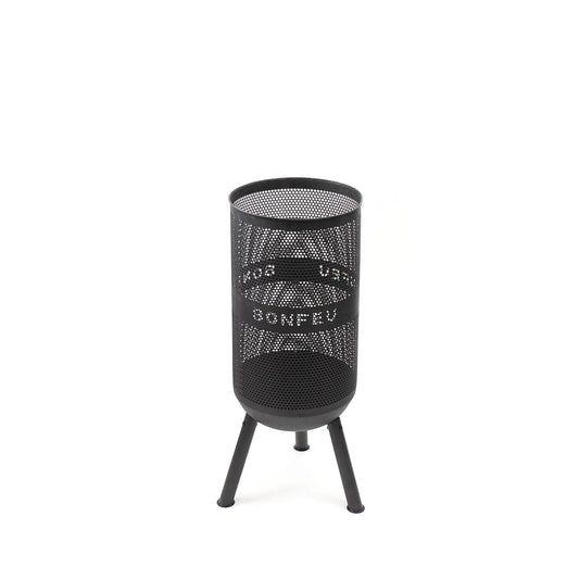 Black metal mesh bonfeu bonves 34 fire pit with tripod legs designed for outdoor fire use