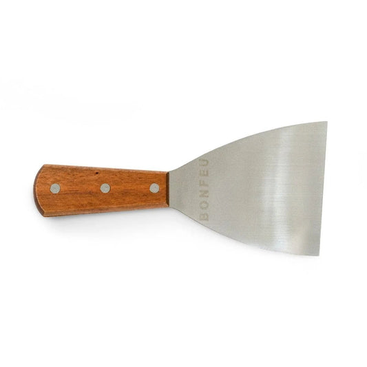 BonFeu spatula stainless steel putty knife with polished wooden handle for BonFeu plancha cooking