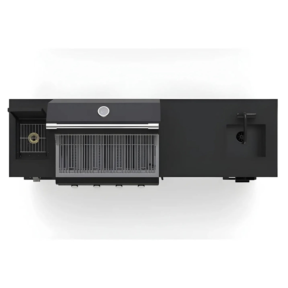Brabura lite maxi 4 outdoor kitchen with black stainless steel 4 burner built-in bbq side burner sink and fridge