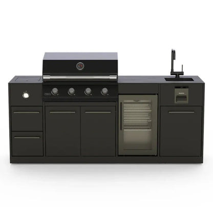 Brabura Lite Maxi 4 Outdoor Kitchen with 4 Burner Built - in BBQ, Sink, Fridge and Side Burner | BKC0033 - Outdoor Kitchens