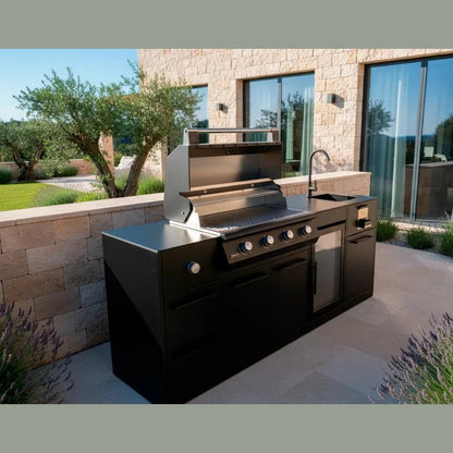 Brabura Lite Maxi 4 Outdoor Kitchen with 4 Burner Built - in BBQ, Sink, Fridge and Side Burner | BKC0033 - Outdoor Kitchens
