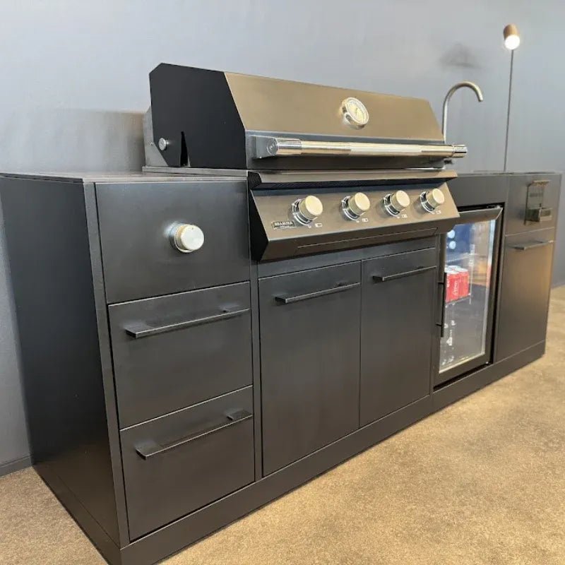 Brabura Lite Maxi 4 Outdoor Kitchen with 4 Burner Built - in BBQ, Sink, Fridge and Side Burner | BKC0033 - Outdoor Kitchens