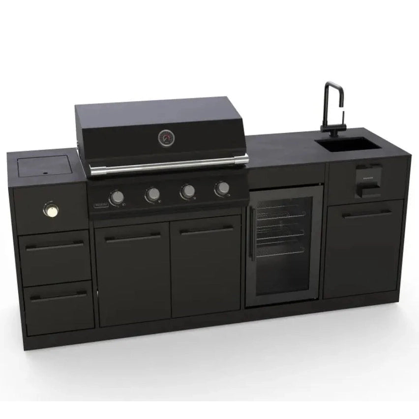 Brabura Lite Maxi 4 Outdoor Kitchen with 4 Burner Built - in BBQ, Sink, Fridge and Side Burner | BKC0033 - Outdoor Kitchens