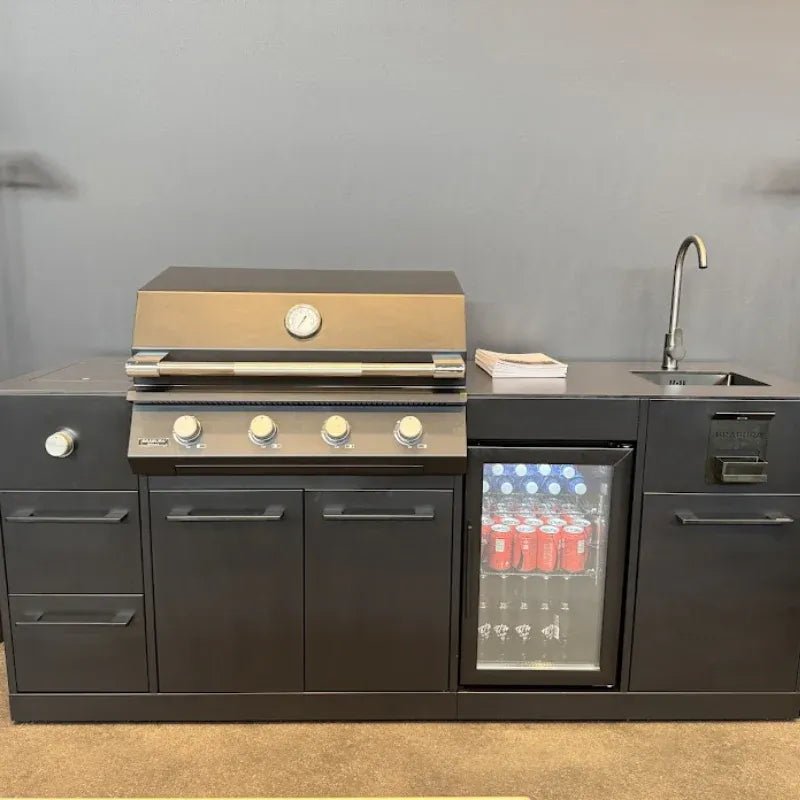 Brabura Lite Maxi 4 Outdoor Kitchen with 4 Burner Built - in BBQ, Sink, Fridge and Side Burner | BKC0033 - Outdoor Kitchens