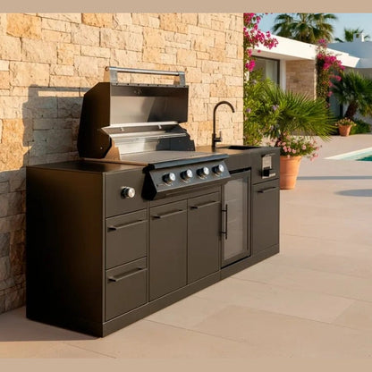 Brabura Lite Maxi 4 Outdoor Kitchen with 4 Burner Built - in BBQ, Sink, Fridge and Side Burner | BKC0033 - Outdoor Kitchens