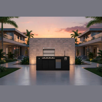 Brabura Lite Maxi 4 Outdoor Kitchen with 4 Burner Built - in BBQ, Sink, Fridge and Side Burner | BKC0033 - Outdoor Kitchens