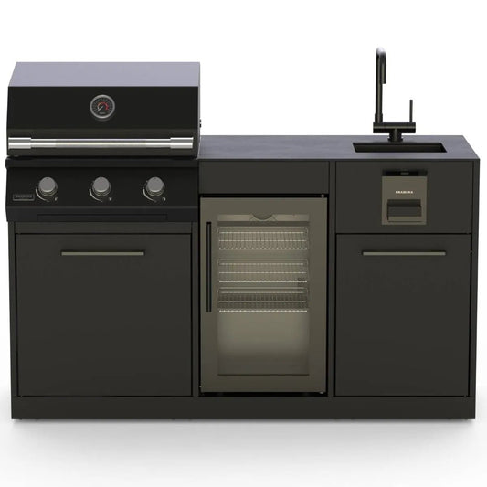 Brabura Lite Series 300 Outdoor Kitchen with 3 Burner BBQ, Fridge and Sink | BKC0032 - Outdoor Kitchens