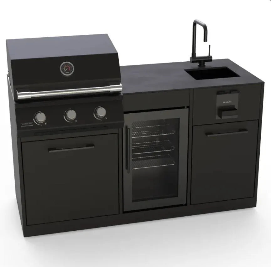 Brabura Lite Series 300 Outdoor Kitchen with 3 Burner BBQ, Fridge and Sink | BKC0032 - Outdoor Kitchens