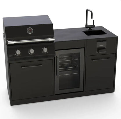 Brabura Lite Series 300 Outdoor Kitchen with 3 Burner BBQ, Fridge and Sink | BKC0032 - Outdoor Kitchens