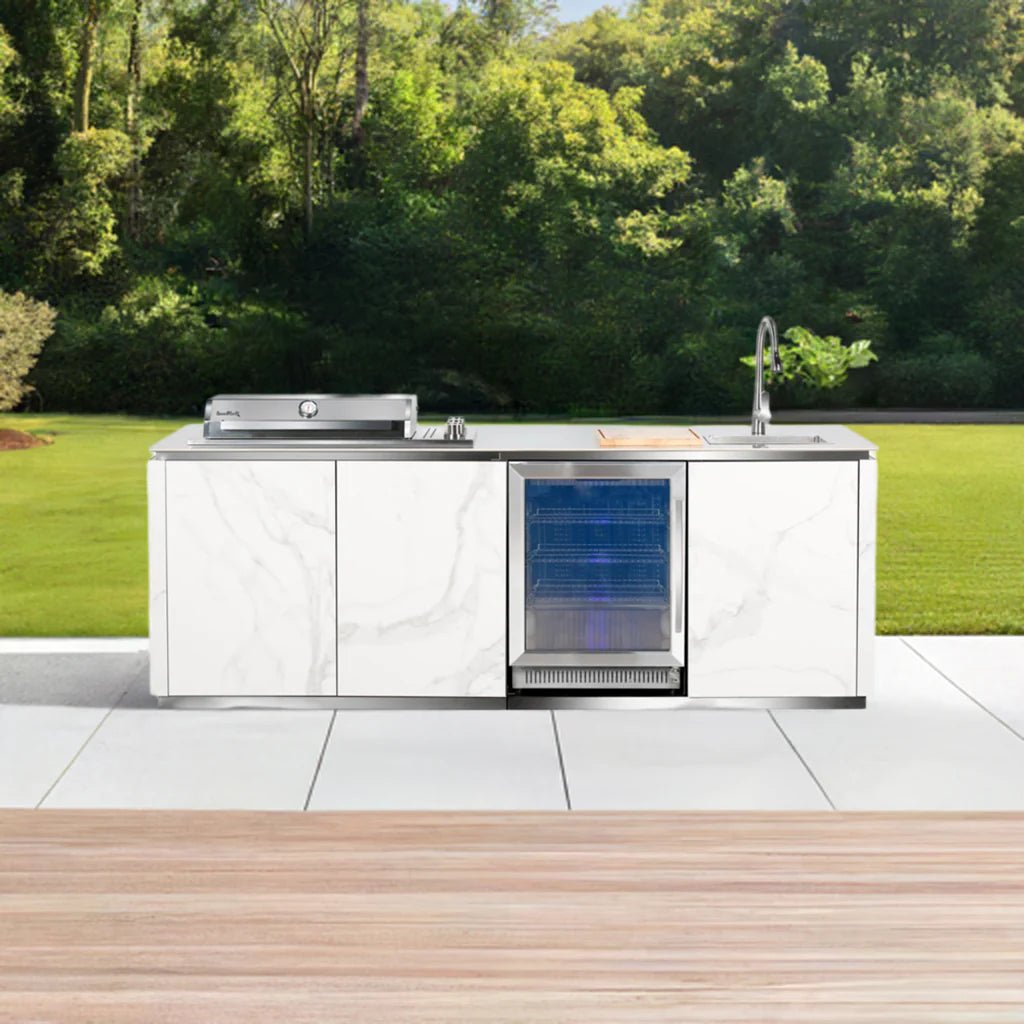 Buschbeck Derby Outdoor Kitchen | White Marbled Ceramic Finish - TBC - GardenHearth