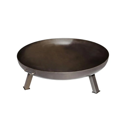 Buschbeck Ifen steel fire pit 60cm round dark gray metal with three legs and small side handle for outdoor use