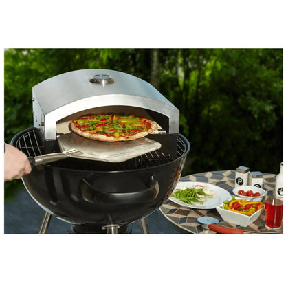 Buschbeck universal artisan outdoor pizza oven insert silver stainless steel with round domed lid and circular handle
